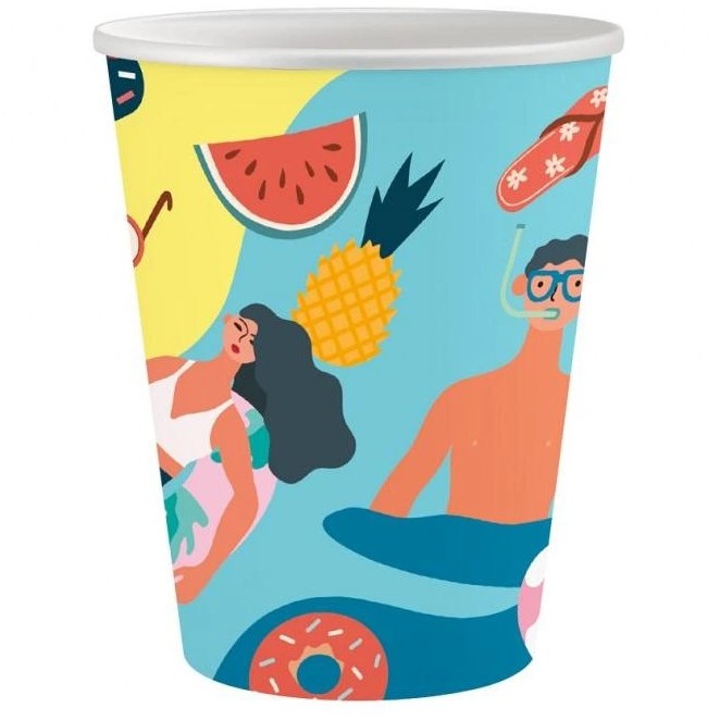 Kelímky papírové Summer Beach 250ml 6ks