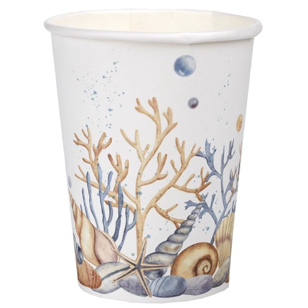 Kelímky papírové s mořským motivem 270ml 10ks