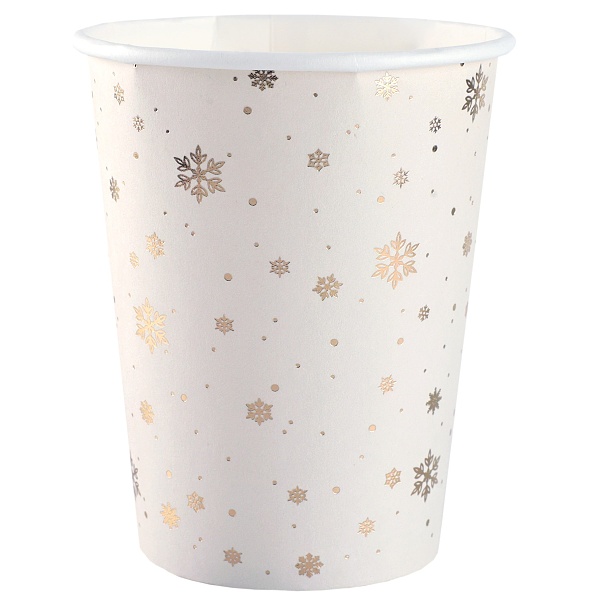 Kelímky papírové slonová kost se zlatými vločkami 270ml 10ks