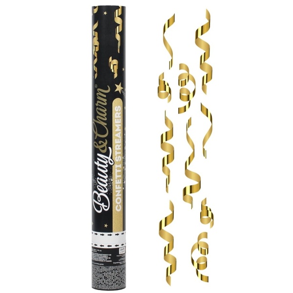 Konfety vystřelovací zlaté stuhy 40 cm