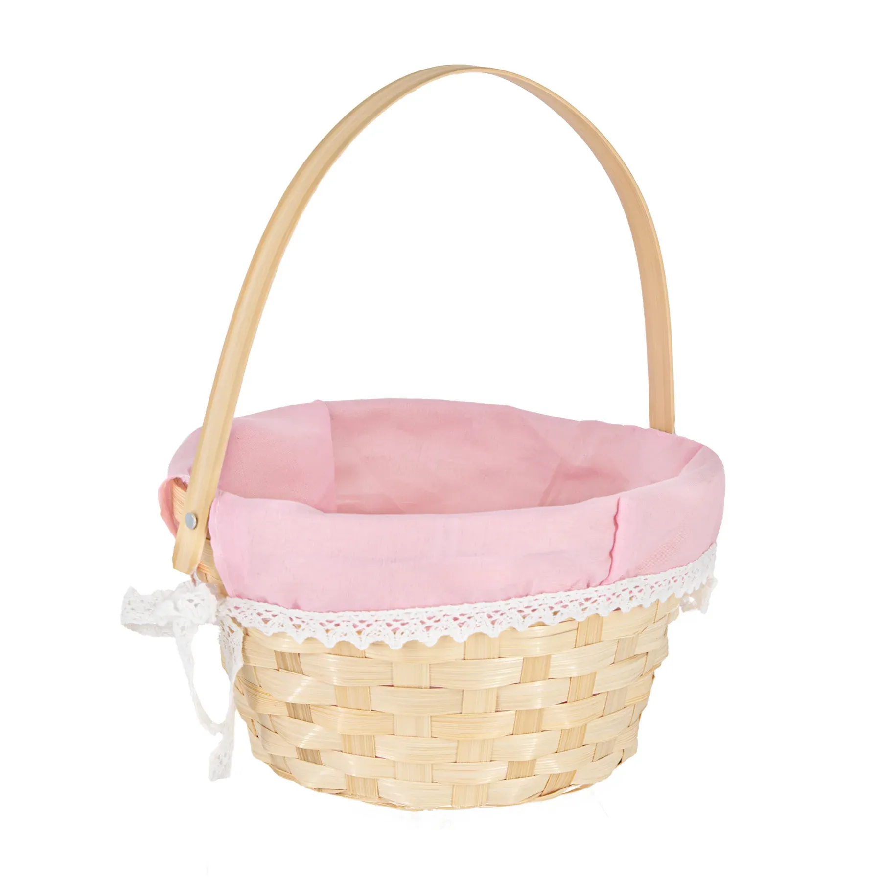 Košík Velikonoční s růžovou látkou