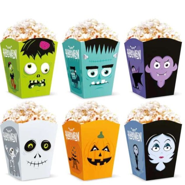 Krabičky na popcorn Halloween Monsters 10 x 7,5 cm 6 ks