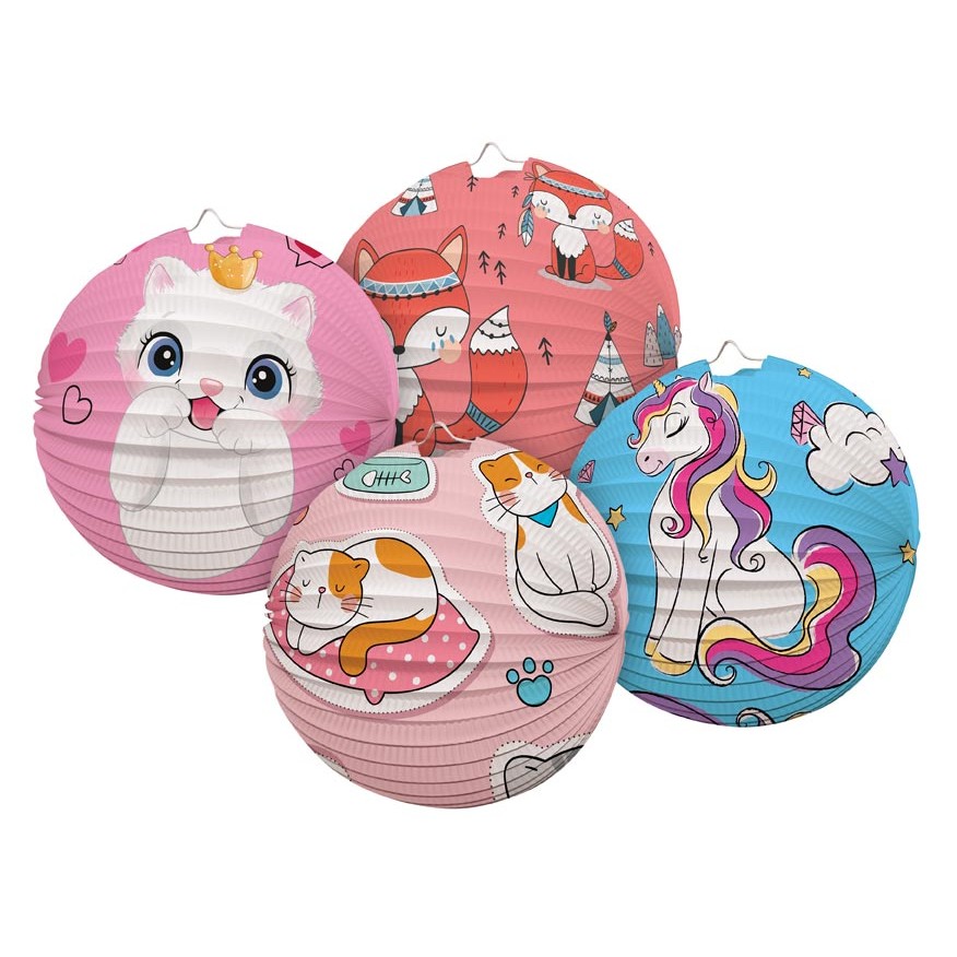 Lampión kulatý (kotě, liška, jednorožec, liška) 25 cm 1 ks