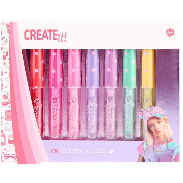 Lesk na rty voňavý s třpytkami 5 ks Creat it!