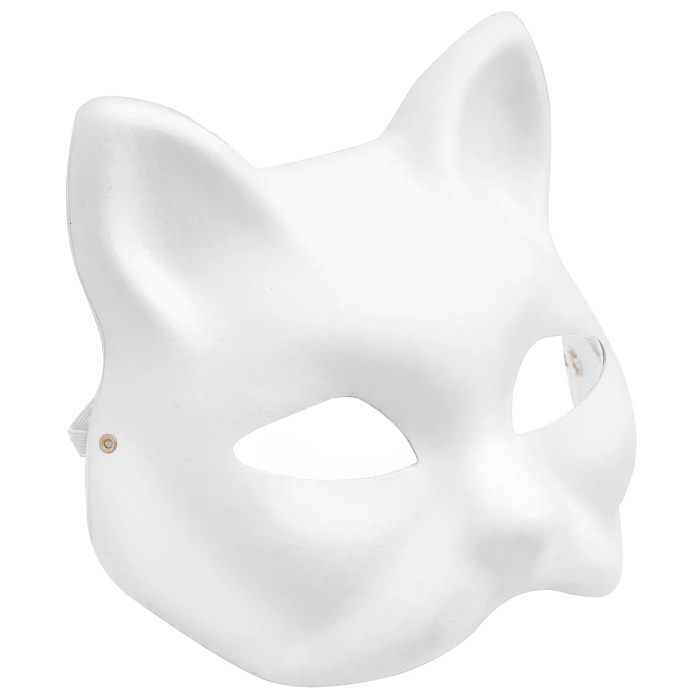 Maska kočka z bílého papíru