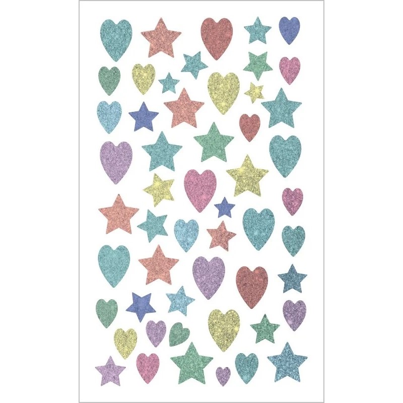Nálepky Mini barevná srdíčka a hvězdy 7,5 x 12,3cm