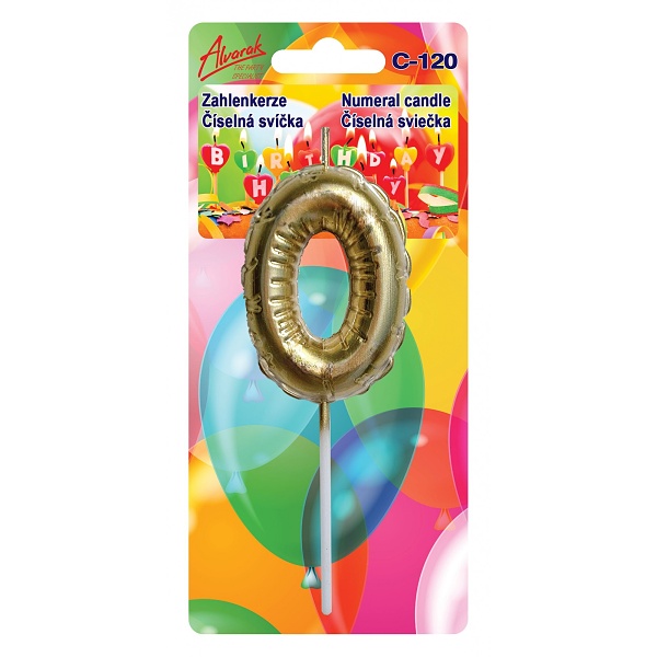 Narozeninová svíčka zlatá ve tvaru balónků