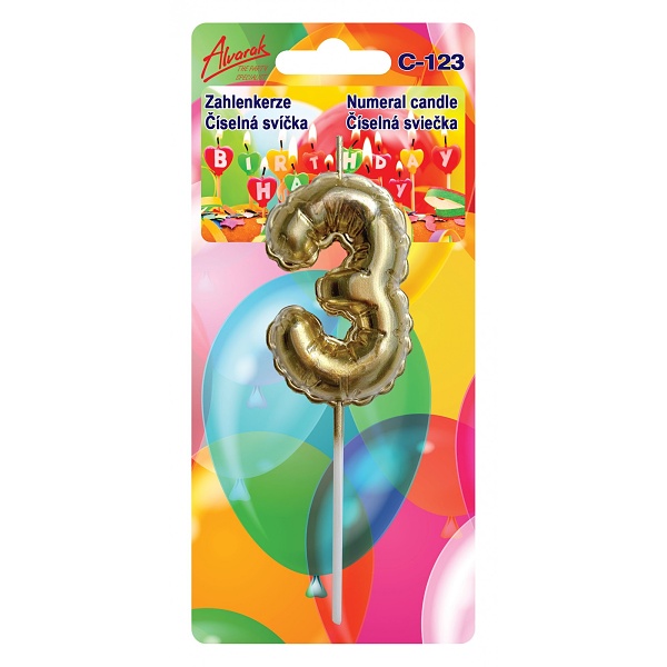 Narozeninová svíčka zlatá ve tvaru balónků