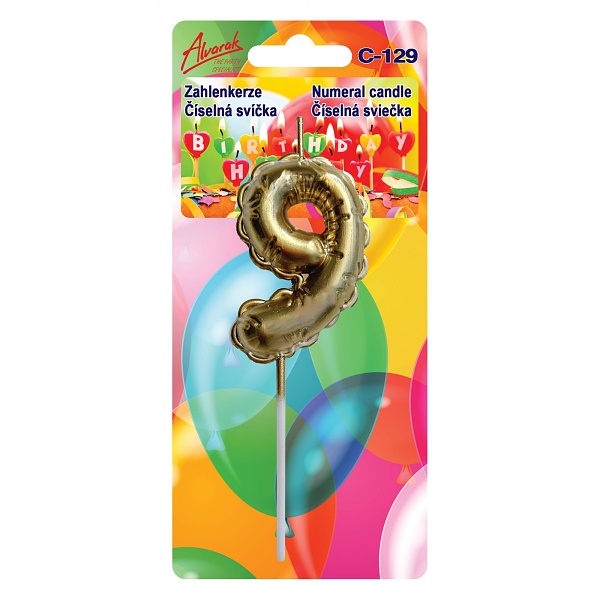 Narozeninová svíčka zlatá ve tvaru balónků