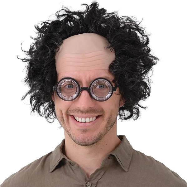 Paruka černé vlasy s pleškou