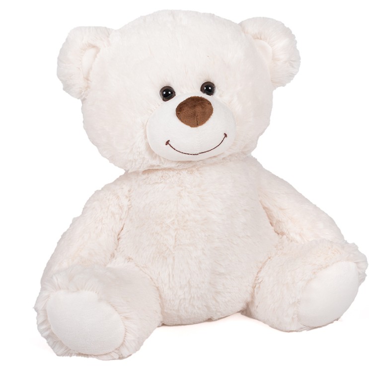 Plyšový mědvěd sedící bílý 33 cm