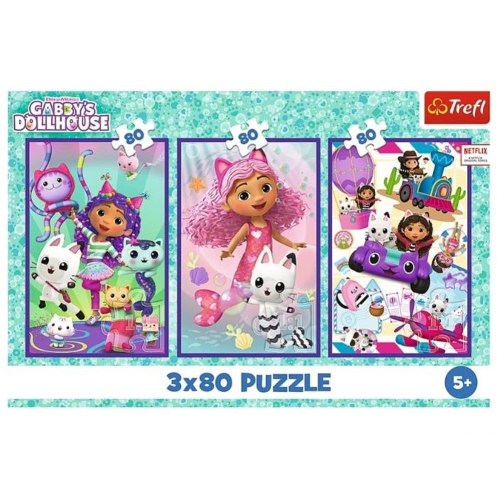 Puzzle Gabbyiny barevné dny 3v1 3x80 dílků