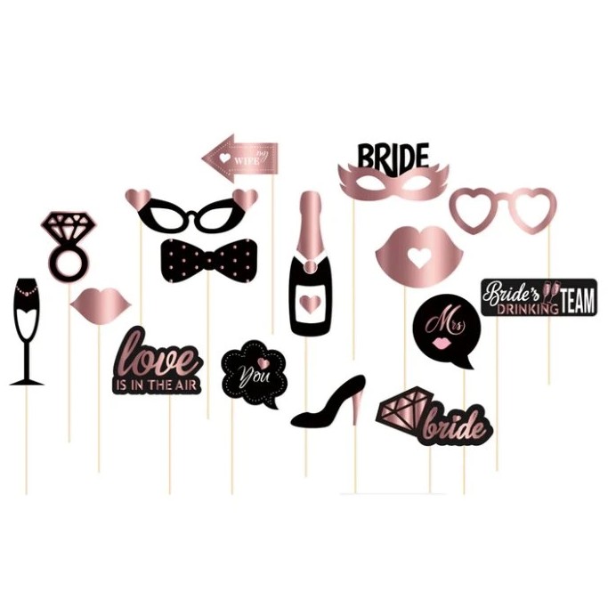 Rekvizity do fotokoutku Hen Party černo růžová 16 ks