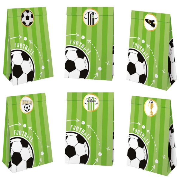 Sáčky papírové na sladkosti Fotbal 10 x 17,5 cm 6 ks