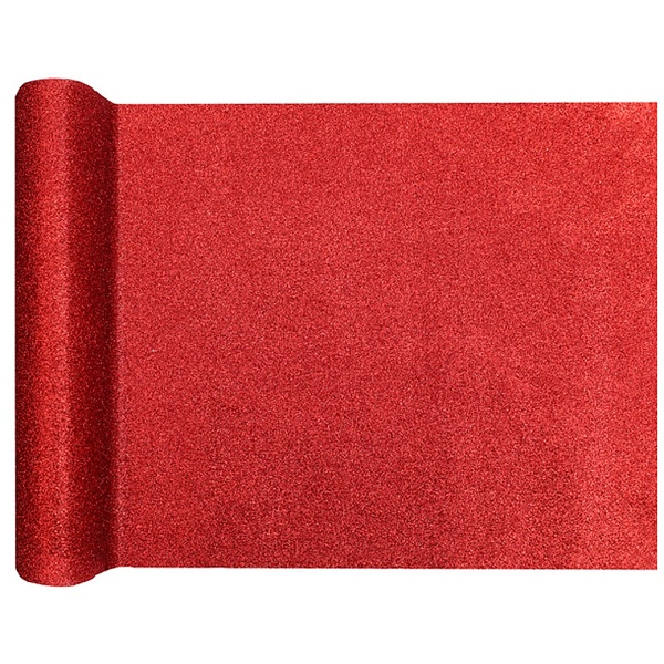 Šerpa na stůl červená glitrová 28x300cm