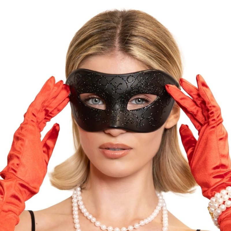 Škraboška černá třpytivá