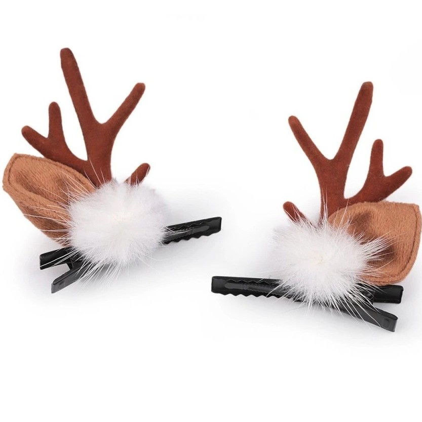 Sponky do vlasů vánoční parůžky hnědé