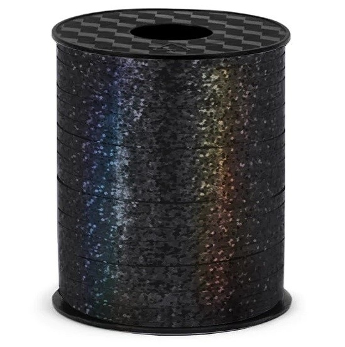 Stuha holografická černá 225 m