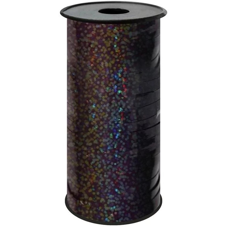 Stuha holografická černá 92 m