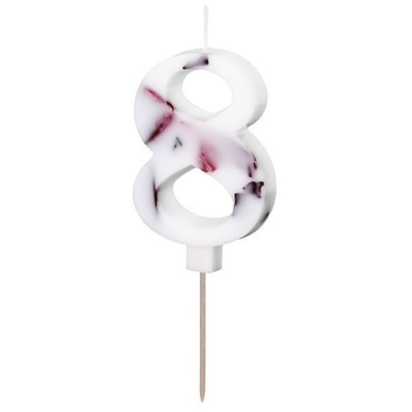 Svíčka číslice 8 bílá s okvětními lístky 8 cm