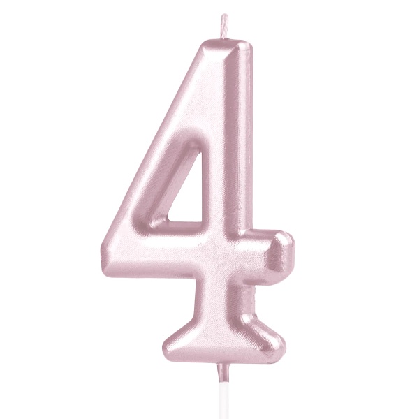 Svíčka dortová číslice 4 Rose Gold 10 cm