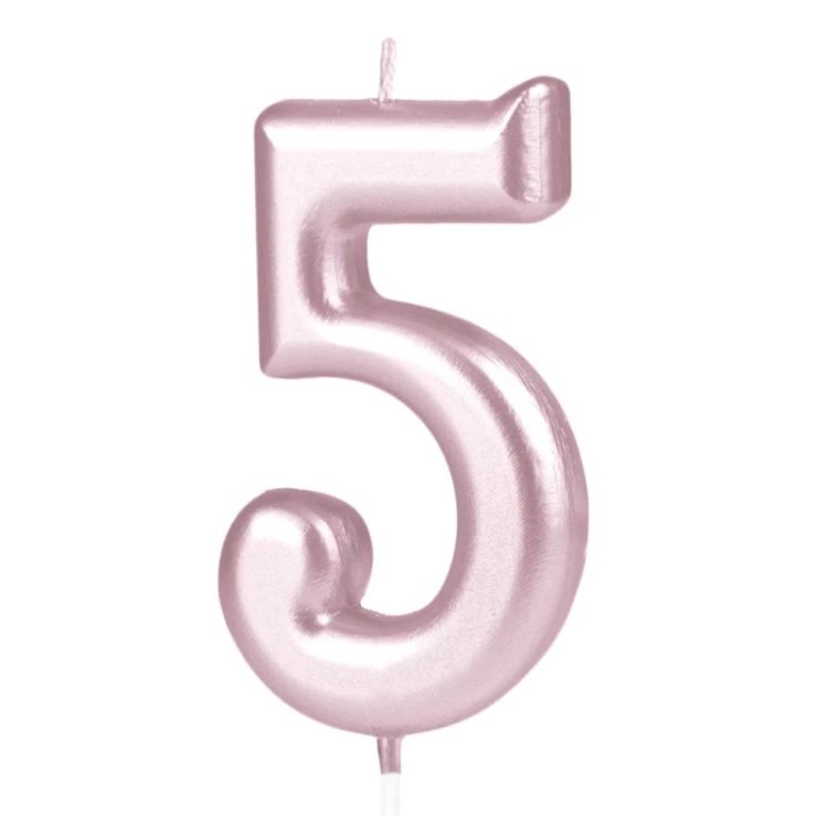 Svíčka dortová číslice 5 Rose Gold 10 cm