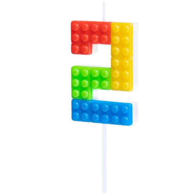 Svíčka dortová číslo 2 Lego kostičky 11 cm