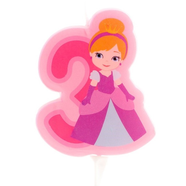 Svíčka dortová číslo 3 Princezna 7 cm