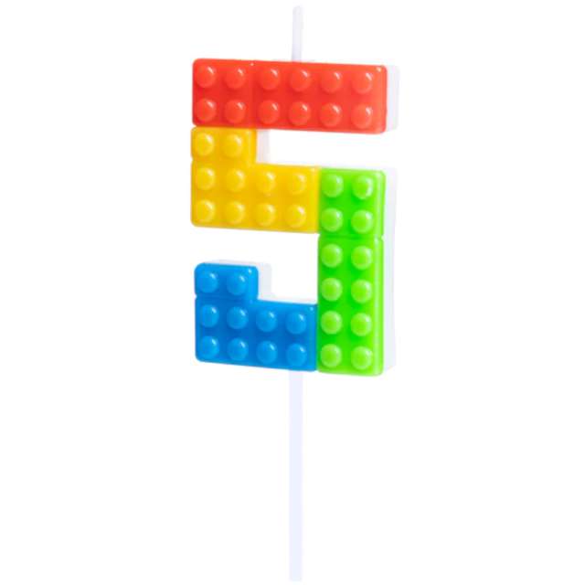 Svíčka dortová číslo 5 Lego kostičky 11 cm
