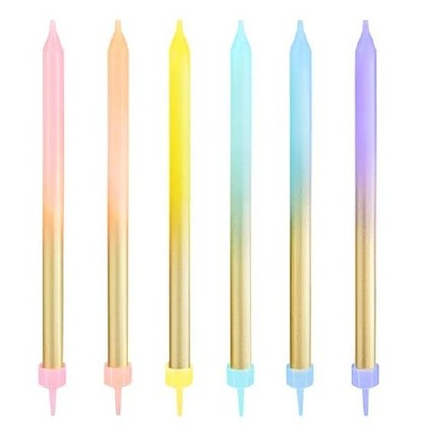 Svíčky dortové zlato - pastelové 6 ks