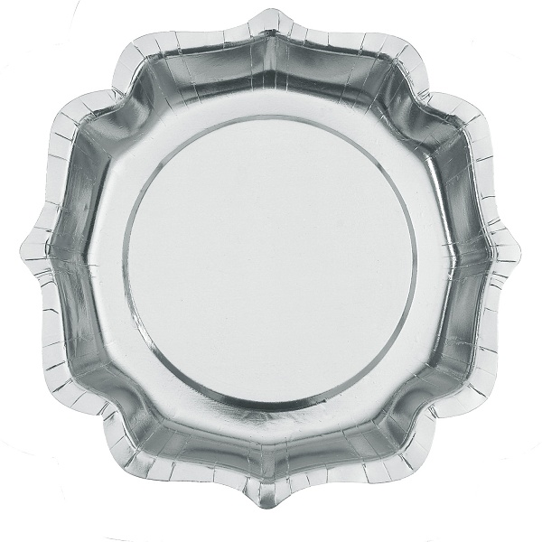 Talíře metalické stříbrné 21 cm