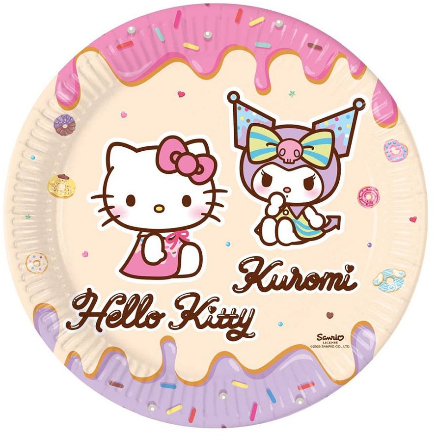 Talíře papírové Hello Kitty & Kuromi 23 cm 8 ks
