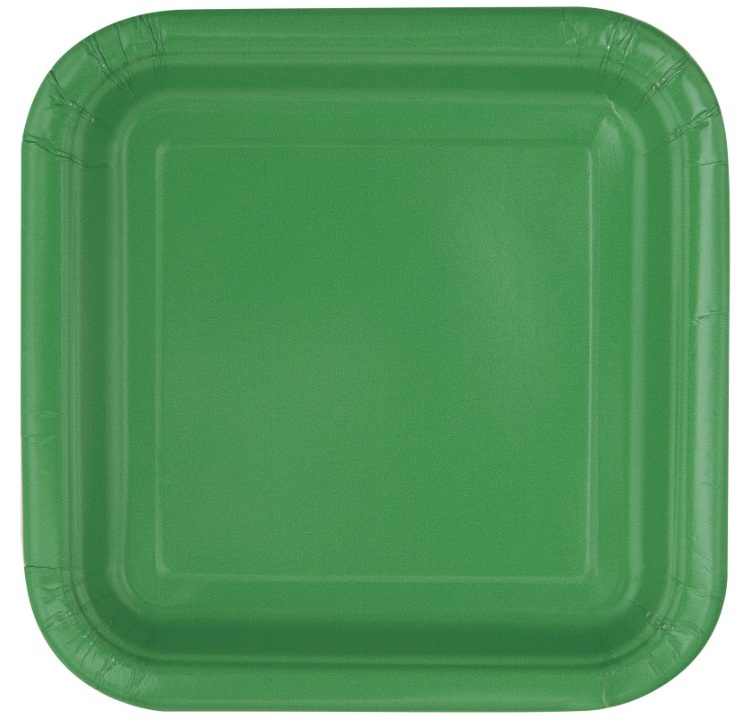 Talíře papírové hranaté smaragdově zelené 14 ks