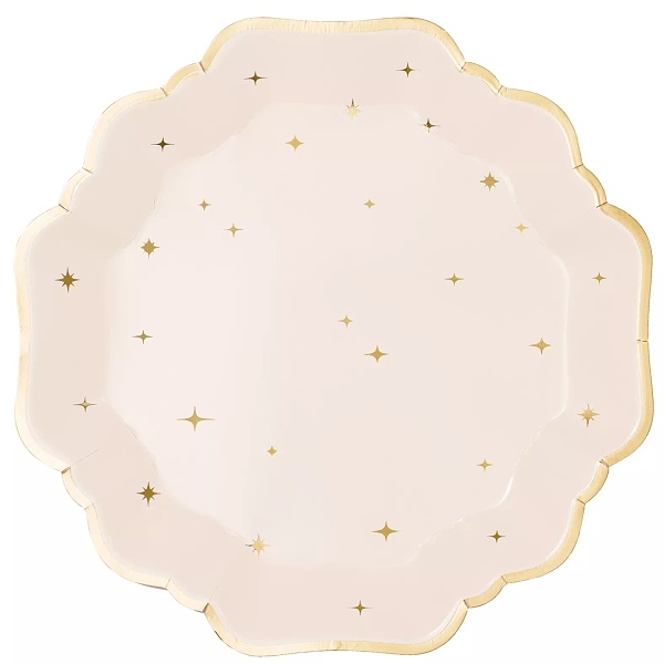 Talíře papírové světlé s hvězdičkami 21 cm 6 ks