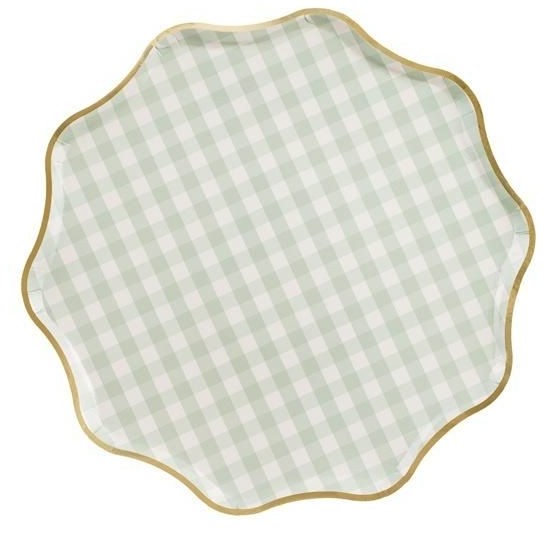 Talíře papírové zelené kostičkované 23 cm 6 ks