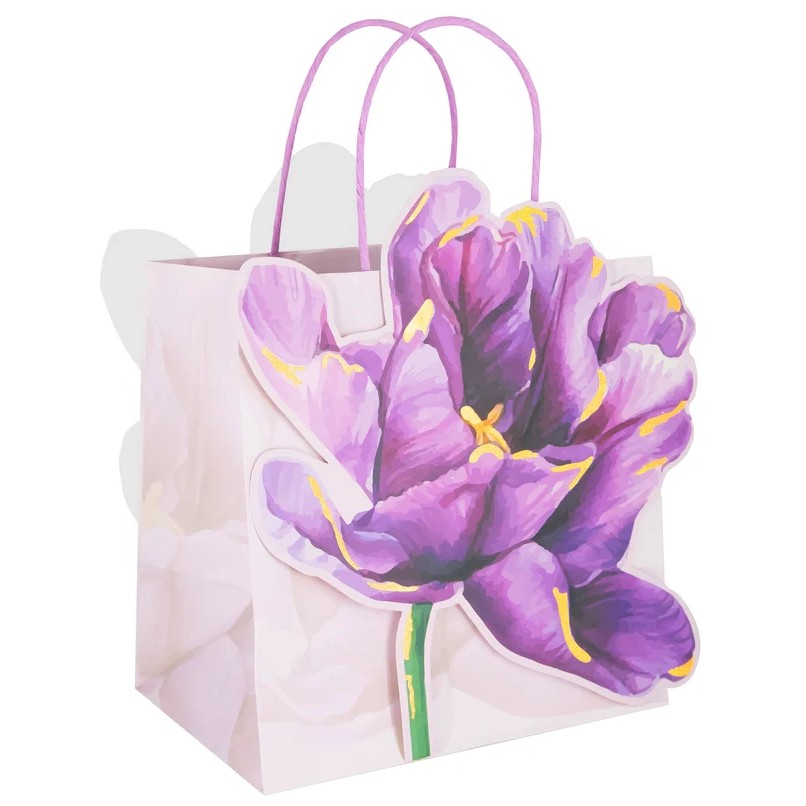 Taška dárková 3D květiny Krokus 33,5 cm 1ks