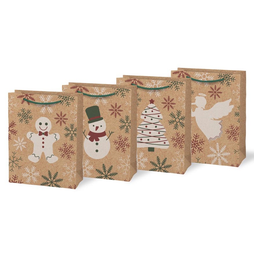 Taška papírová M vánoční mix 19x25 cm