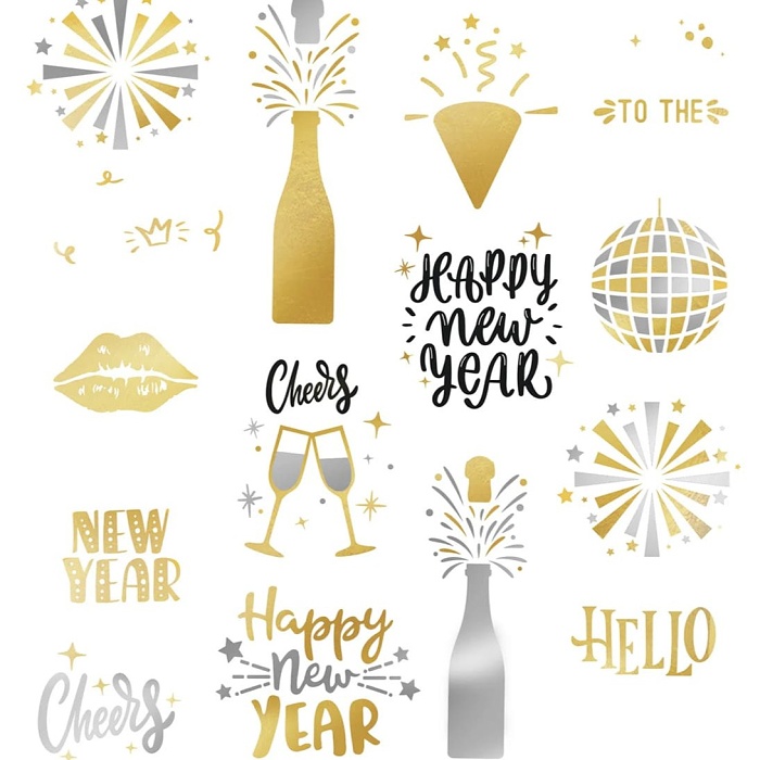 Tetování HNY zlato-stříbrné 15ks