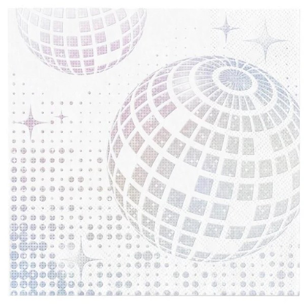 Ubrousky Disco koule stříbrno-bílé 33x33cm 10ks