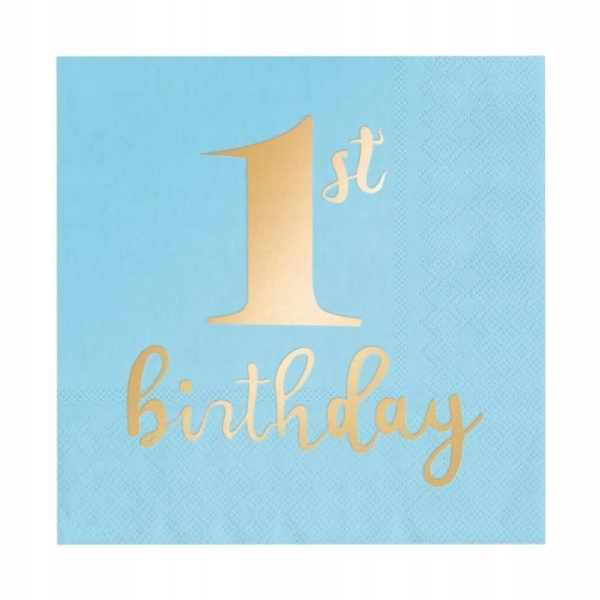 Ubrousky papírové 1. narozeniny modré 33 x 33 cm 10 ks