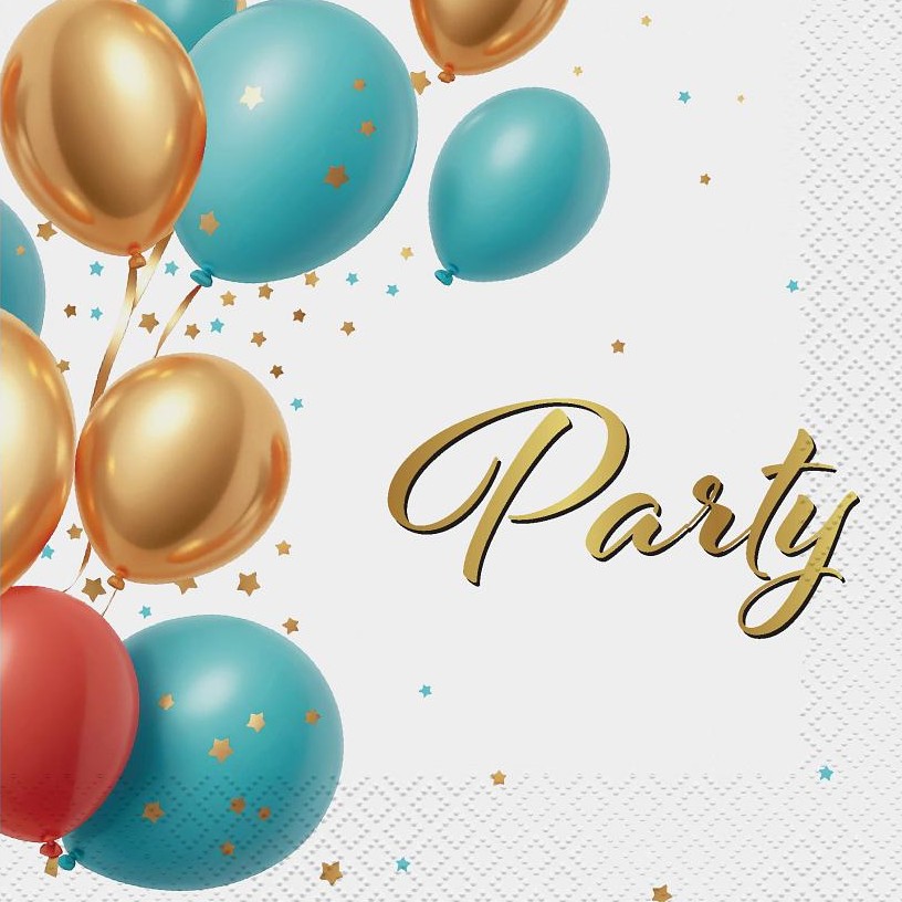 Ubrousky papírové Party s balónky 33x33 cm 20 ks