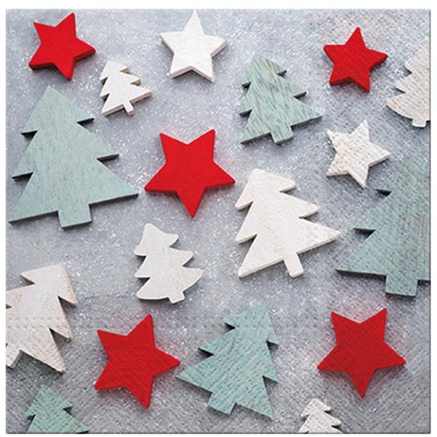 Ubrousky papírové s barevnými stromečky 20 ks