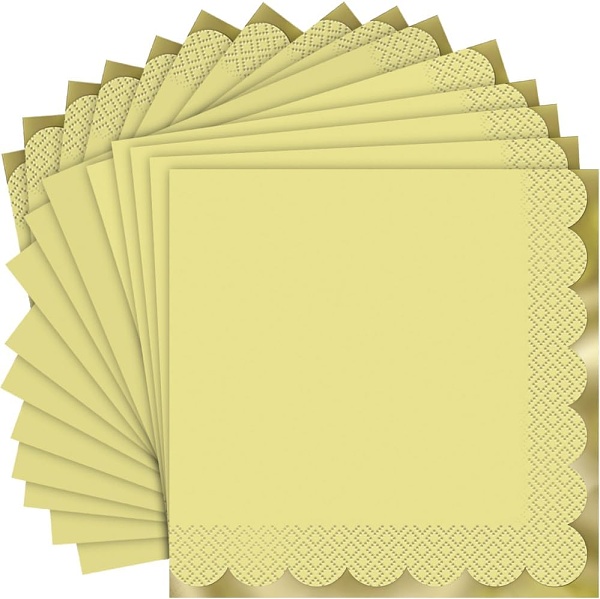 Ubrousky papírové žluté se zlatým okrajem 16 ks