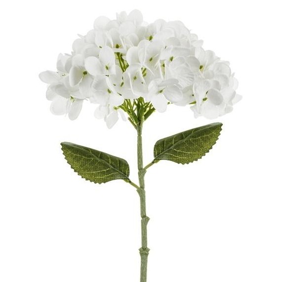 Umělá květina – Hortenzie, 35 cm, bílá