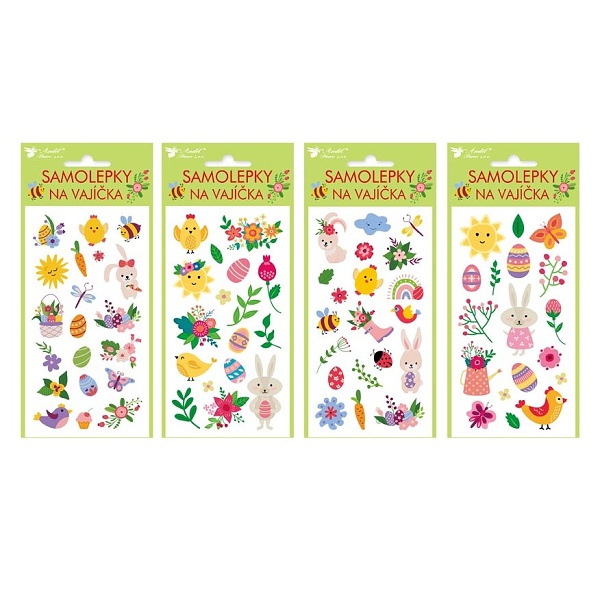 Velikonoční samolepky na vajíčka gelové 9 x 19 cm MIX