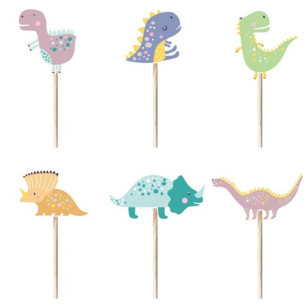 Zápichy na dort Dinosauři 10 cm 6 ks