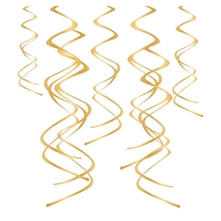 Závěsná dekorace zlaté spirály 60cm 5ks
