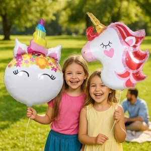 Foliový balónek ve tvaru hlavy jednorožce
