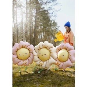 Balónek fóliový Květina s nožičkami béžová 104x104 cm