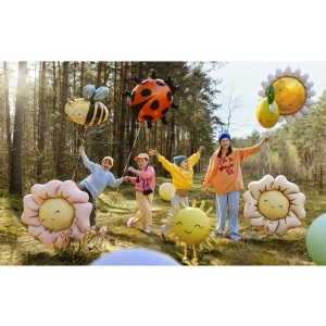 Balónek fóliový Květina s nožičkami béžová 104x104 cm